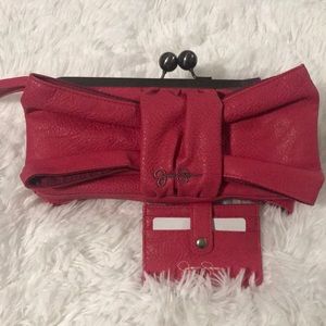 Red clutch with card holder